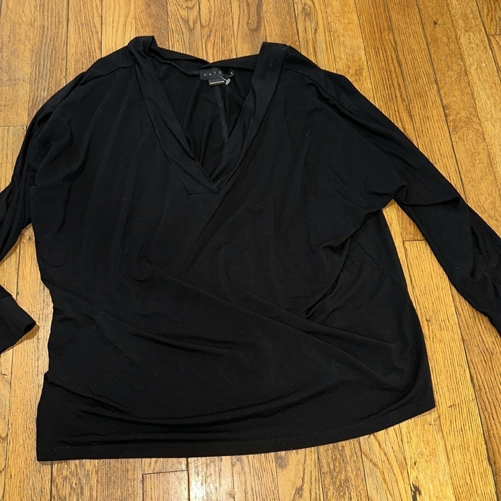 Hatch Maternity the visitor top V-Neck Long Sleeve black tencel M